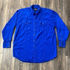 Vintage Western Express Blue Snap Button-Up Shirt Mens XXXL